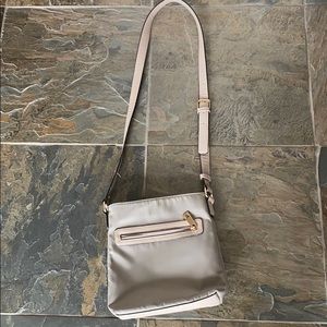 Gray and gold Sondra Roberts nylon crossbody